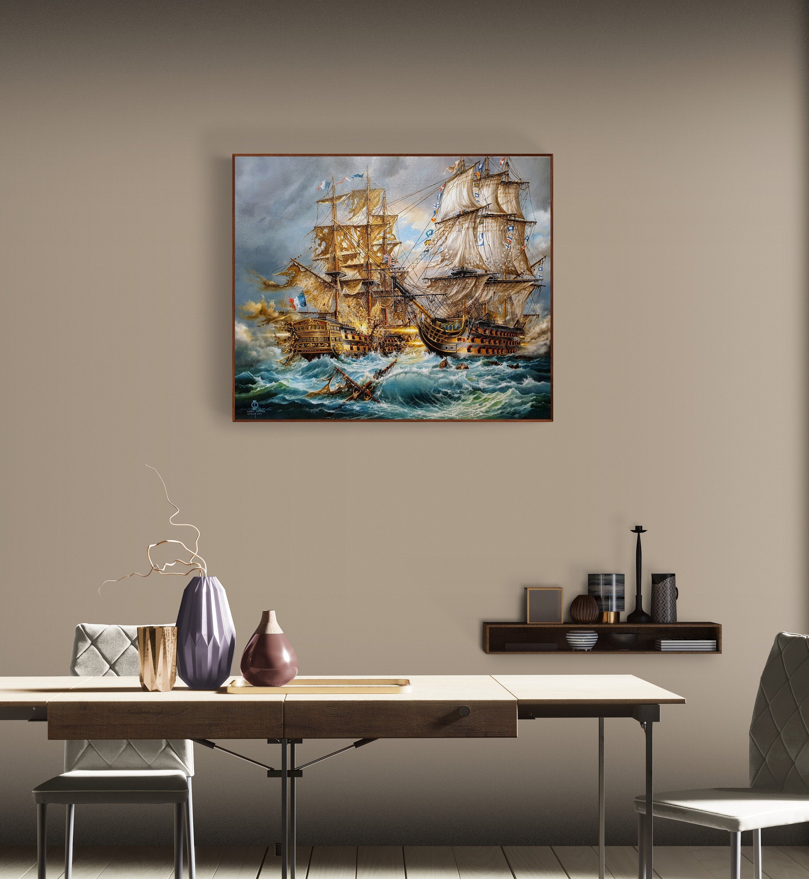 Battle of Trafalgar, HMS Victory Giclee Print, Naval History Art FOSHE ART