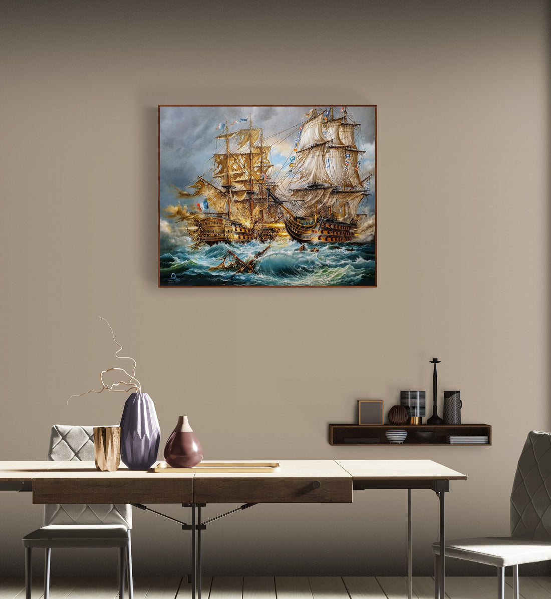 Battle of Trafalgar, HMS Victory Giclee Print, Naval History Art FOSHE ART