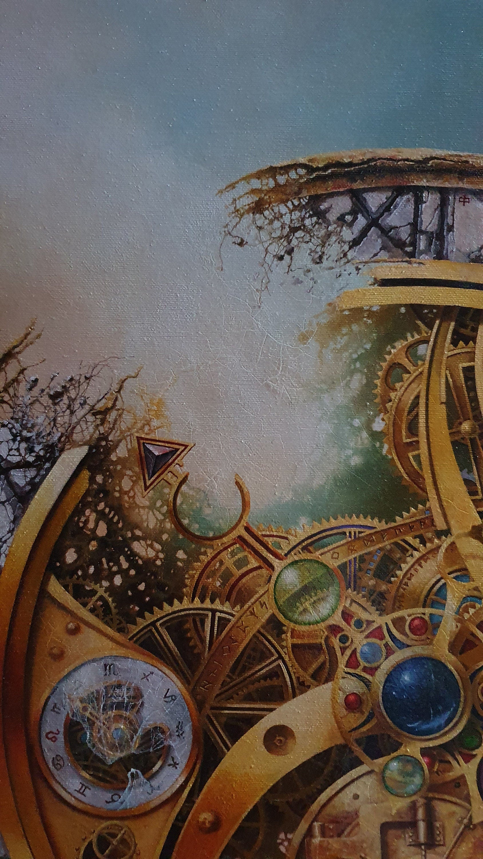 MySTERy OF TIME Fine Art Print from original oil painting, Symbolic Surreal Art Print, Universe, Abstract wall art, Modern Home Decoration FOSHE ART