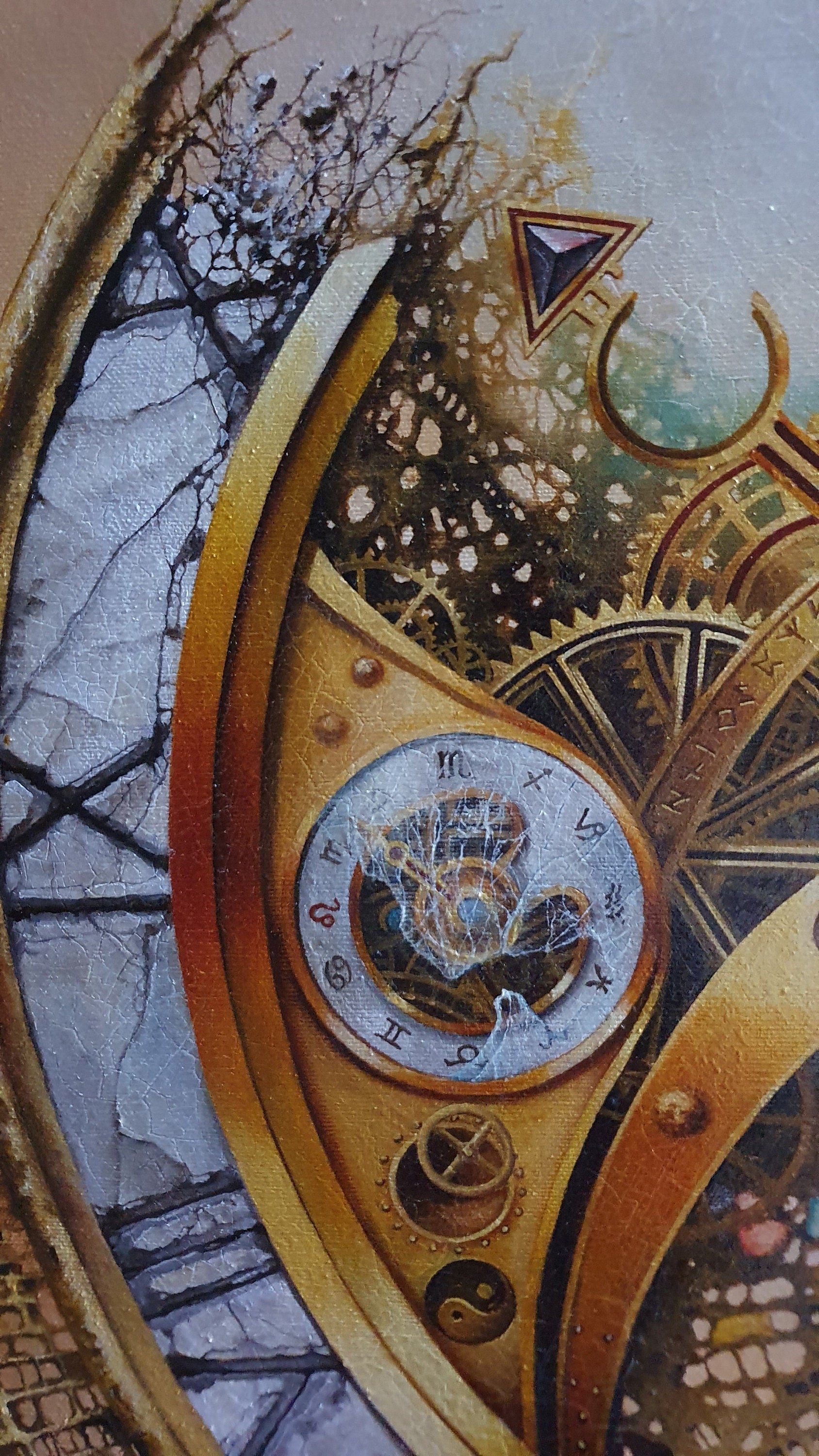 MySTERy OF TIME Fine Art Print from original oil painting, Symbolic Surreal Art Print, Universe, Abstract wall art, Modern Home Decoration FOSHE ART