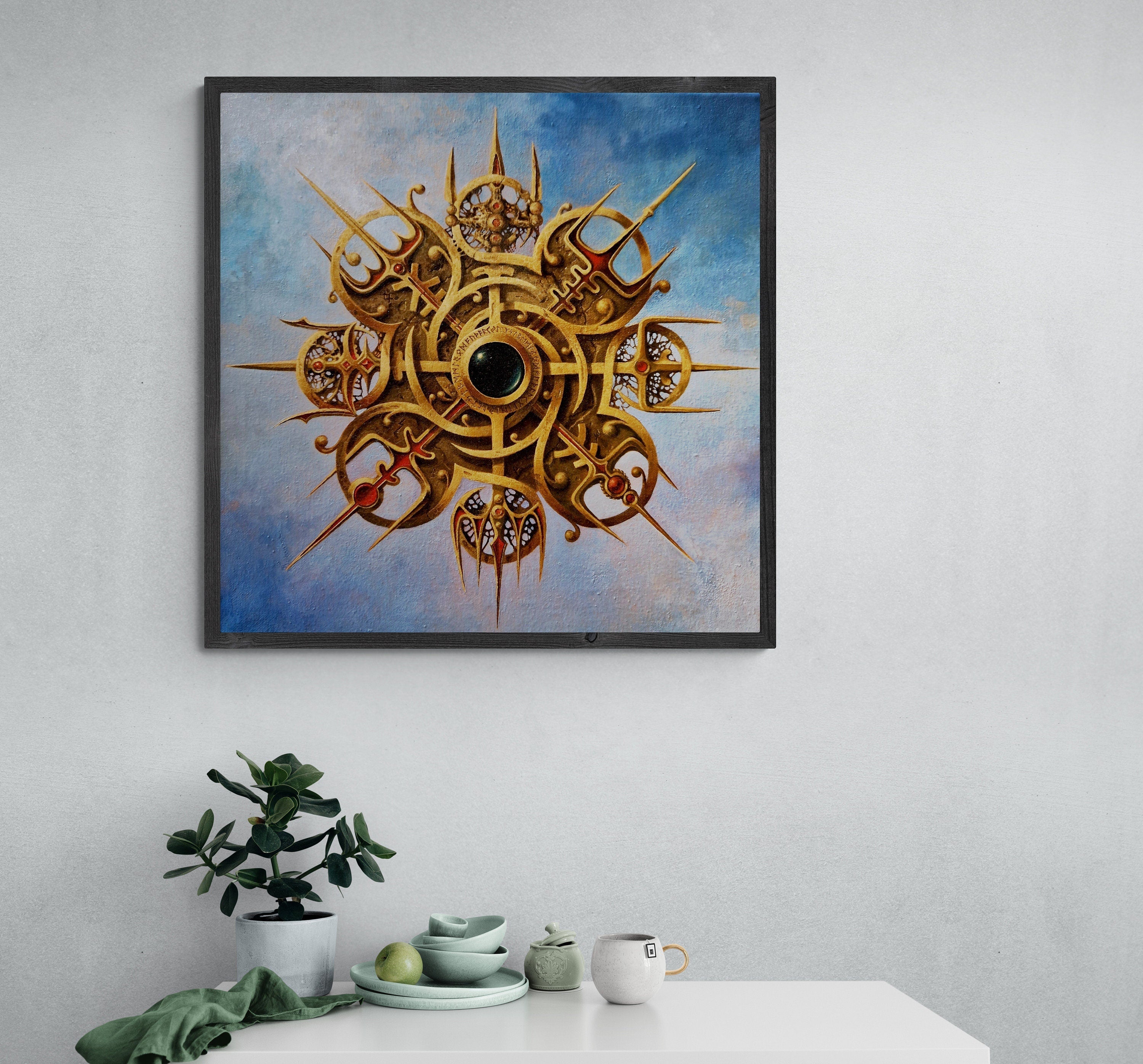 Vegvisir Viking Compass Art Print | Norse Mythology Decor FOSHE ART