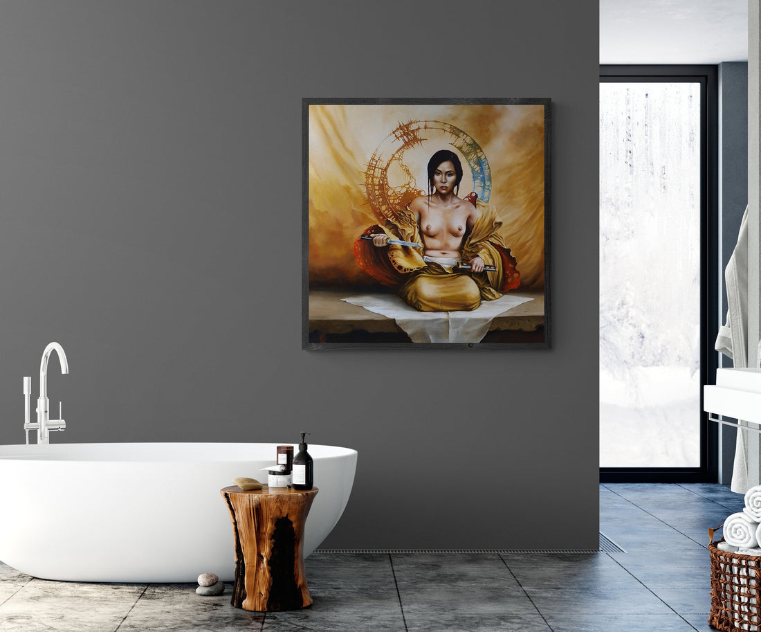 Japanese Girl Canvas Print, Seppuku Art, Asian Home Decor FOSHE ART