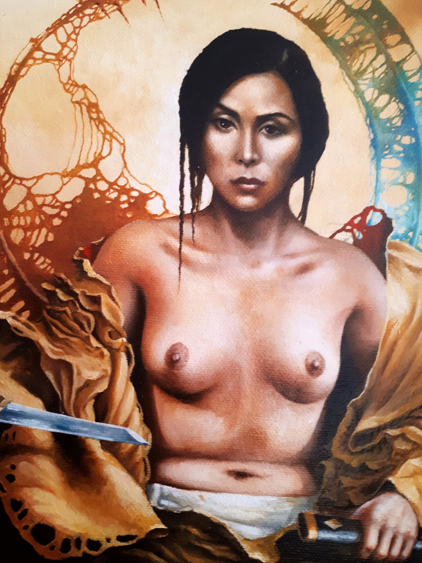 Nude Japanese Girl Canvas Print | Original Woman Portrait Art, Asian Modern Wall Decor, Unique Home Art, Gift Idea