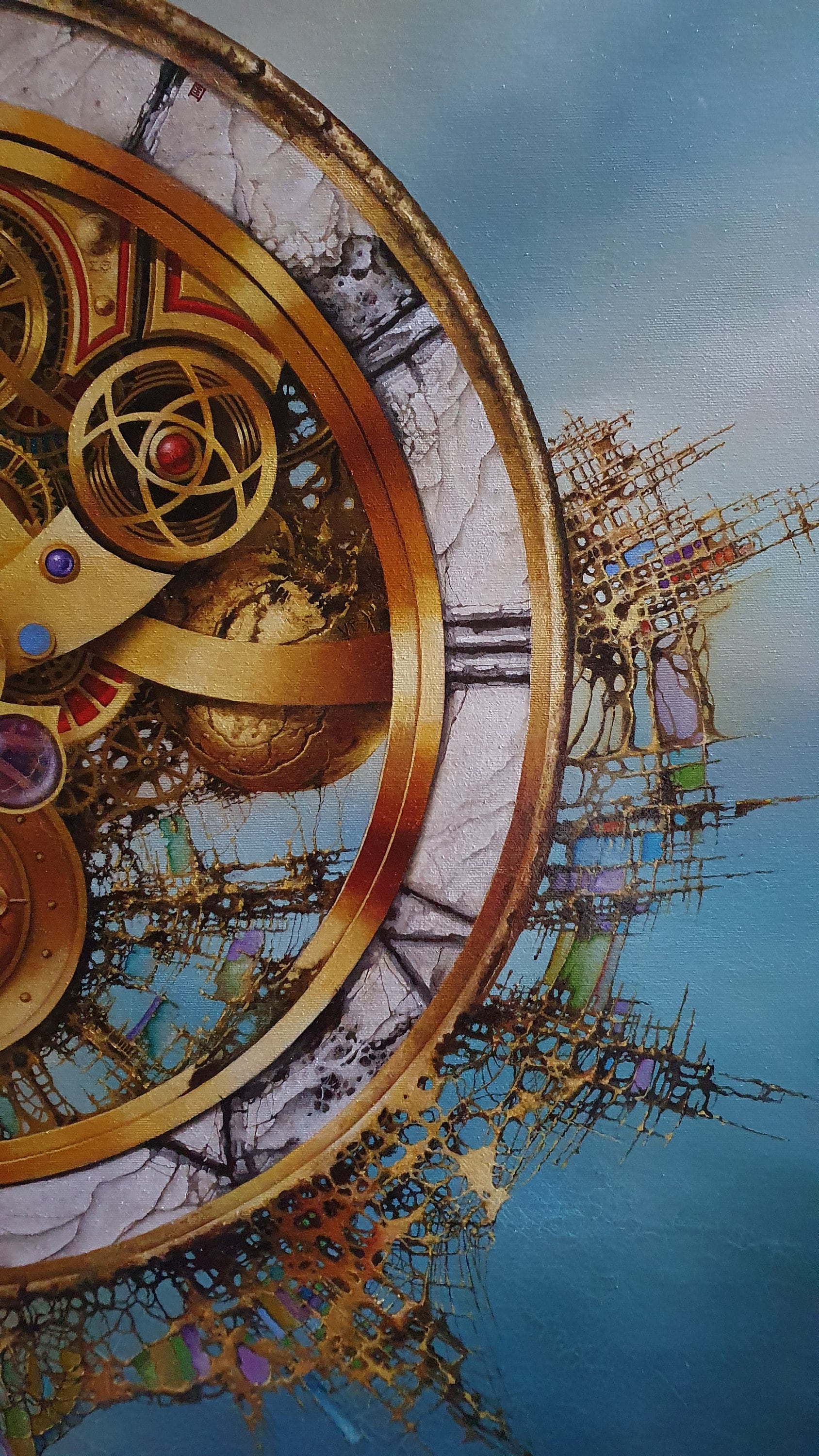 MySTERy OF TIME Fine Art Print from original oil painting, Symbolic Surreal Art Print, Universe, Abstract wall art, Modern Home Decoration FOSHE ART