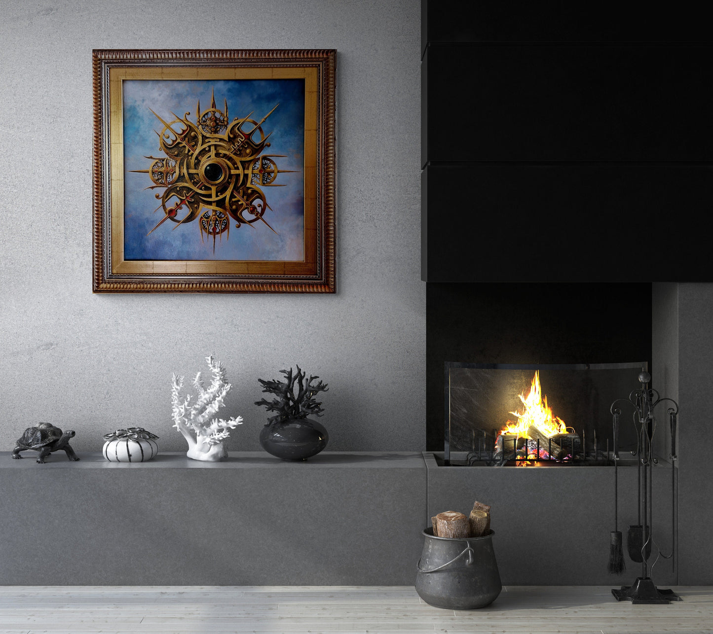 VALHALLA HEART - an Original Oil Painting by Robert Zietara, framed