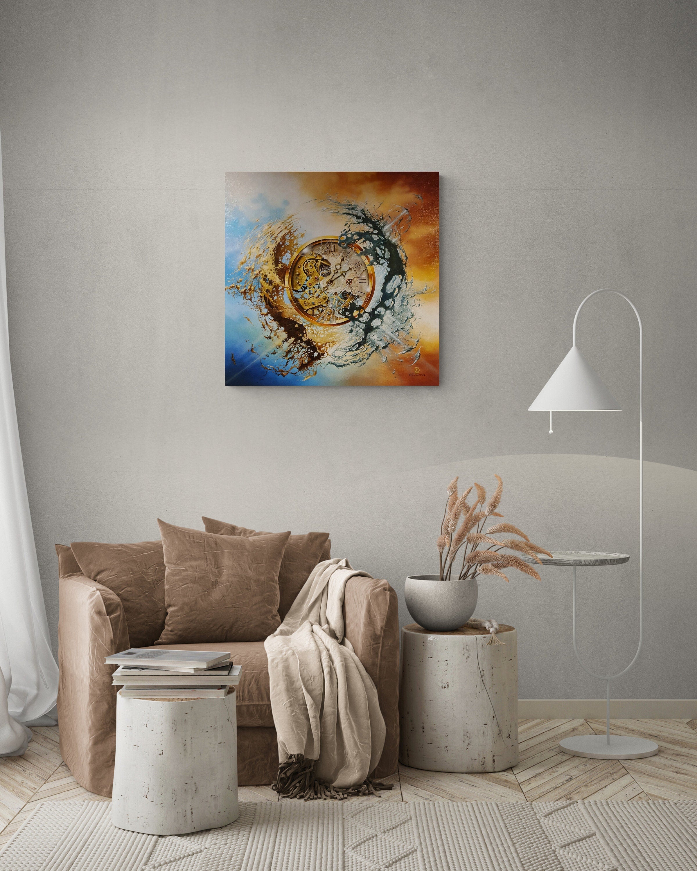 END OF TIME Fine Art Prints from original painting, Clock poster, Surreal art prints, Universe, Passing Time, Home Decore