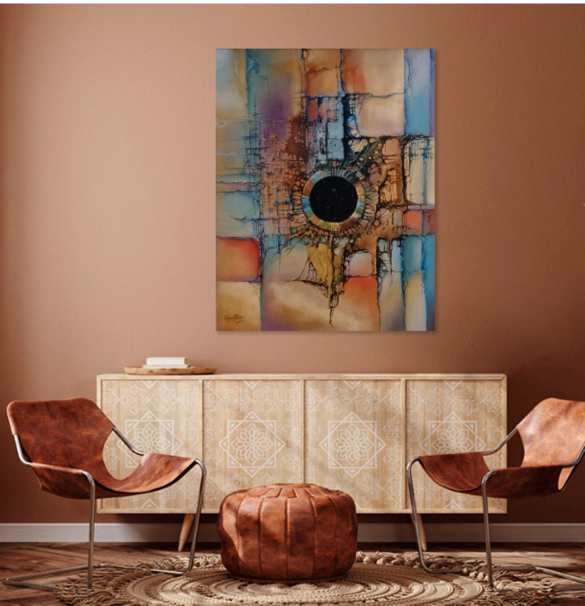 EYE OF VIRACOCHA Abstract painting, Art Prints from oil painting, Home decore FOSHE ART