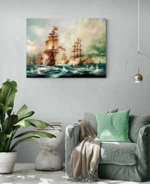 Ship | HMS Victory  | Battle of Trafalgar | Giclée canvas print of original ship painting | Warship painting | War Naval Sea Battle | Naval