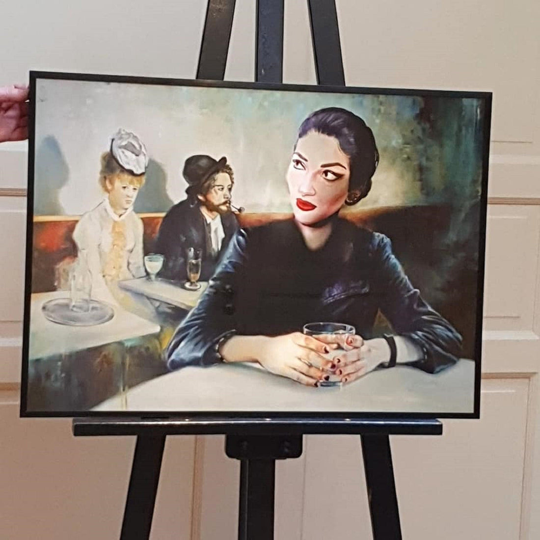 Unique Portrait of Diva Opera Soprano Maria Callas in a Café | Fine Art Giclée Print | Elegant Wall Décor for Timeless Home Styling FOSHE ART