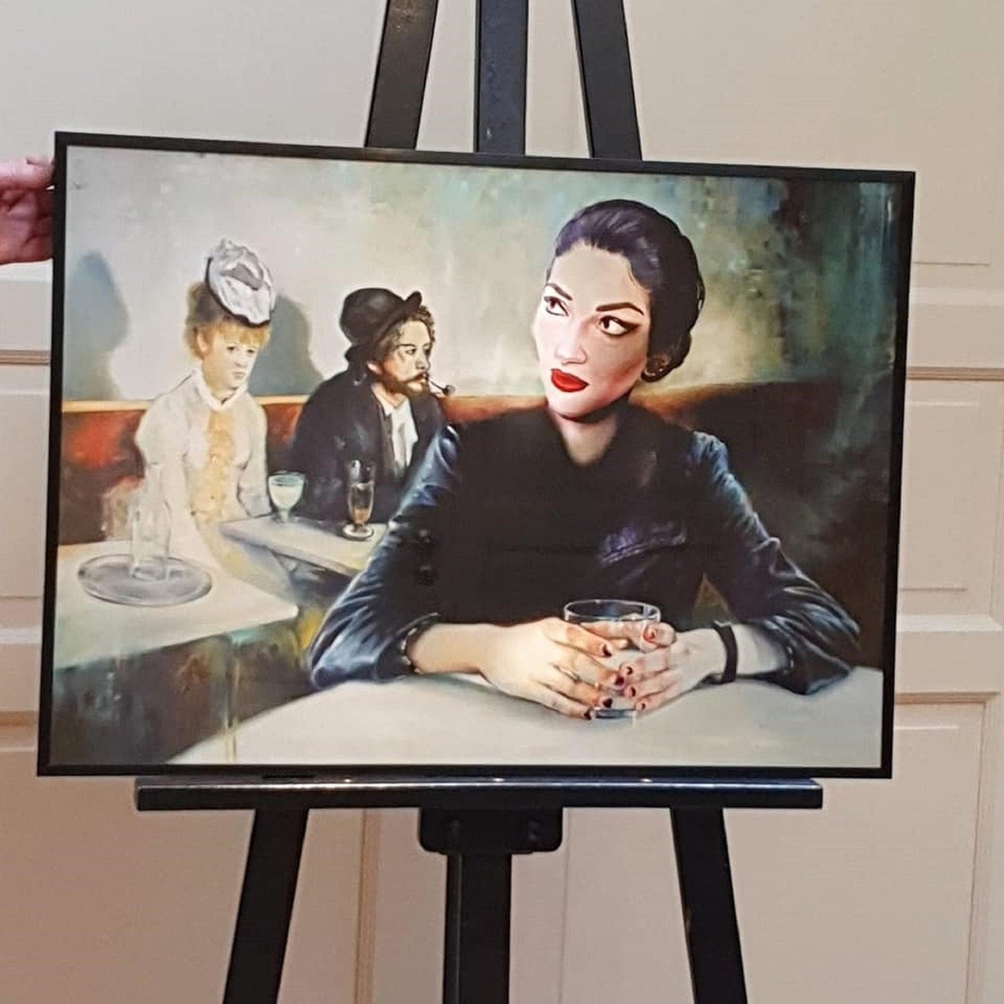 Unique Portrait of Diva Opera Soprano Maria Callas in a Café | Fine Art Giclée Print | Elegant Wall Décor for Timeless Home Styling FOSHE ART