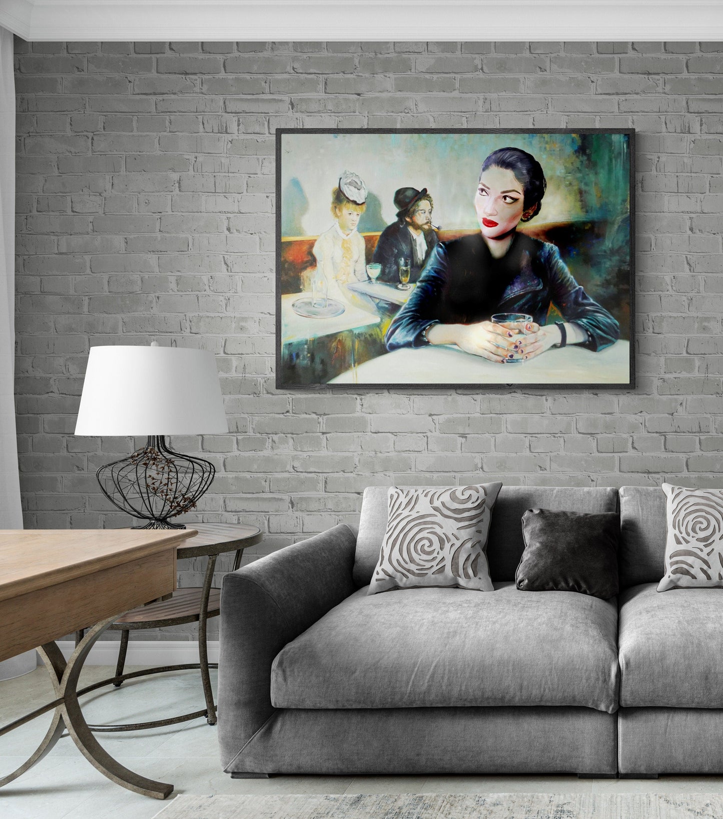 Unique Portrait of Diva Opera Soprano Maria Callas in a Café | Fine Art Giclée Print | Elegant Wall Décor for Timeless Home Styling FOSHE ART