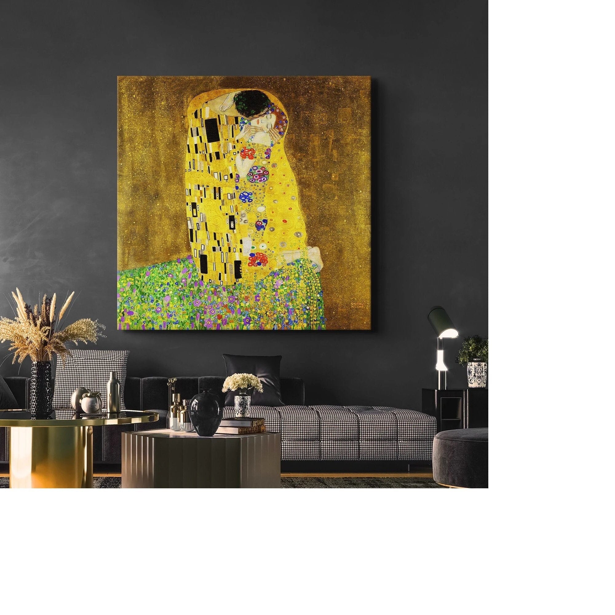 Gustav Klimt The Kiss Canvas Print, Art Nouveau Reproduction, Fine Art Wall Decor, Classic Oil Painting, Lovers Gift, Premium or Standard FOSHE ART