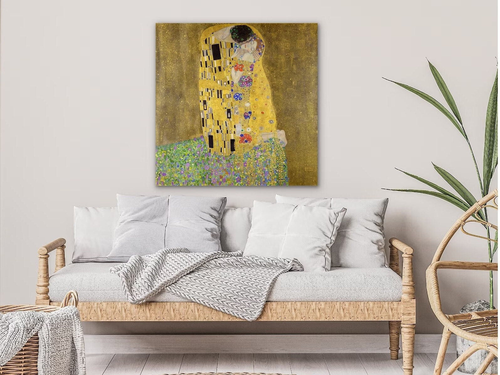Gustav Klimt The Kiss Canvas Print, Art Nouveau Reproduction, Fine Art Wall Decor, Classic Oil Painting, Lovers Gift, Premium or Standard FOSHE ART