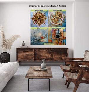 TEMPLE of APOLLO Greek Mythology art, original oil painting "Judgment day of Apollo",  figurative painting