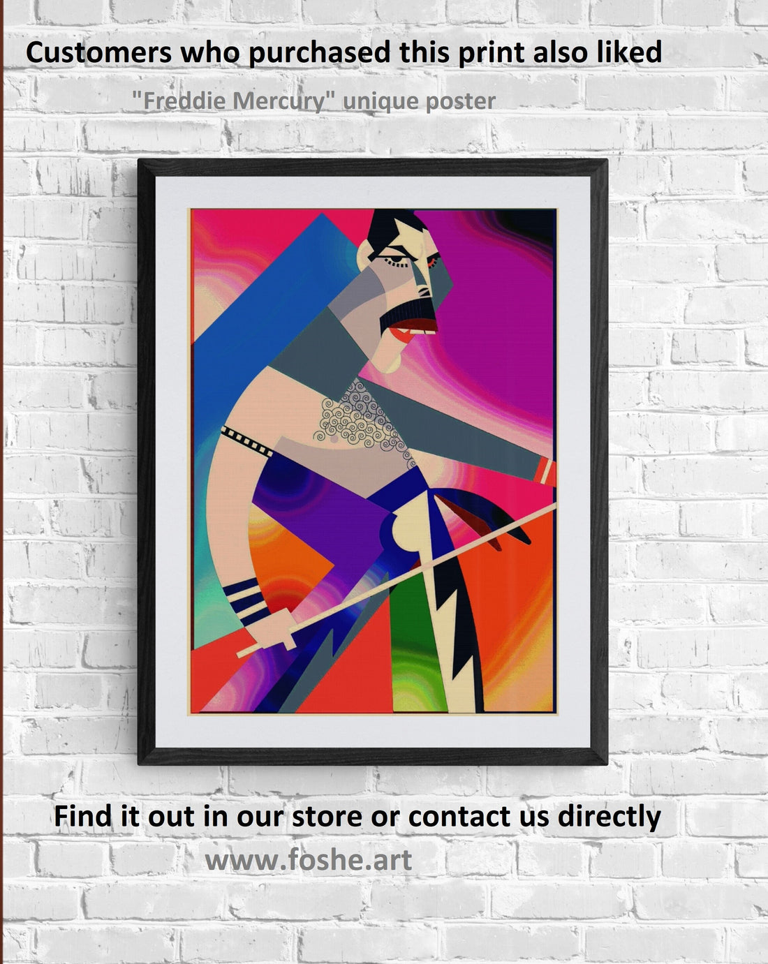 Freddie Mercury from Queen Unique Portrait, golden wall Art Print, Heavyweight paper, Music Icon, Singer Portrait,  New House Gift, House warming painting