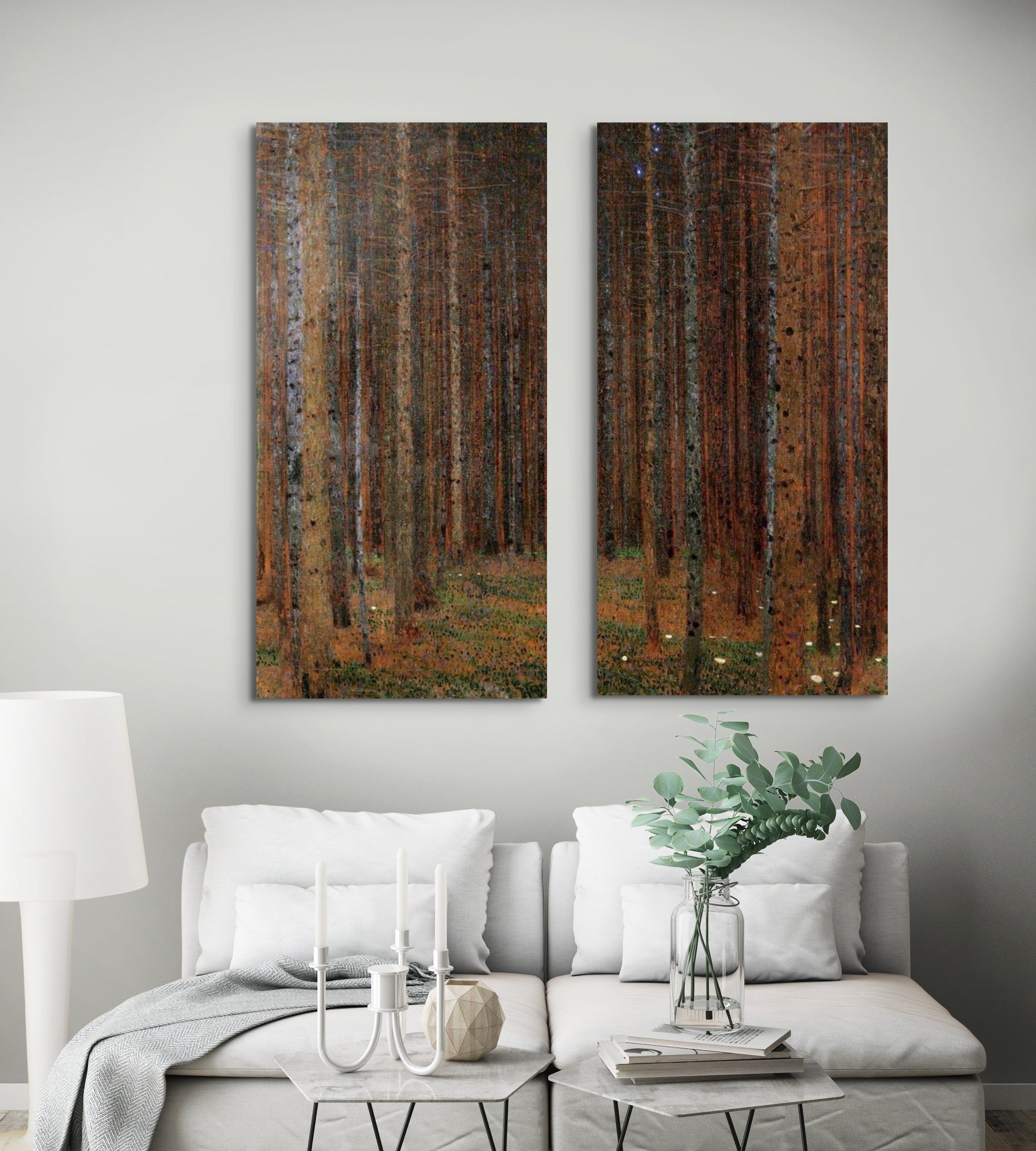 Gustav Klimt Tannenwald, Canvas Forest Trees, Gustav Canvas Wall Art, Picture Print, Home Decor Decoration, Large Living Room, Red Forest