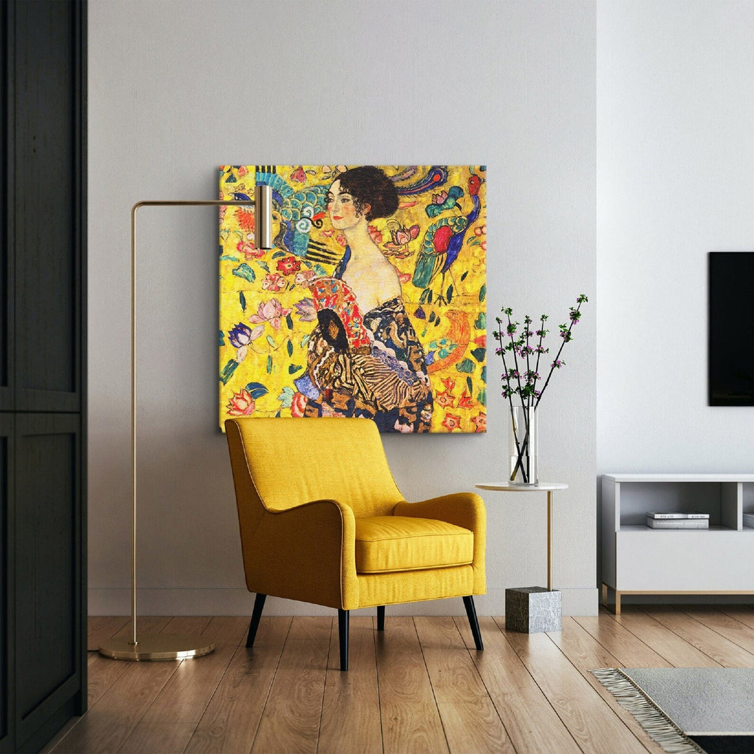 GUSTAV KLIMT Lady with Fan Print Reproduction, Klimt Lady Fan Wall Art, Lady with Fan by Gustav Klimt Art Premium Art, FOSHE ART