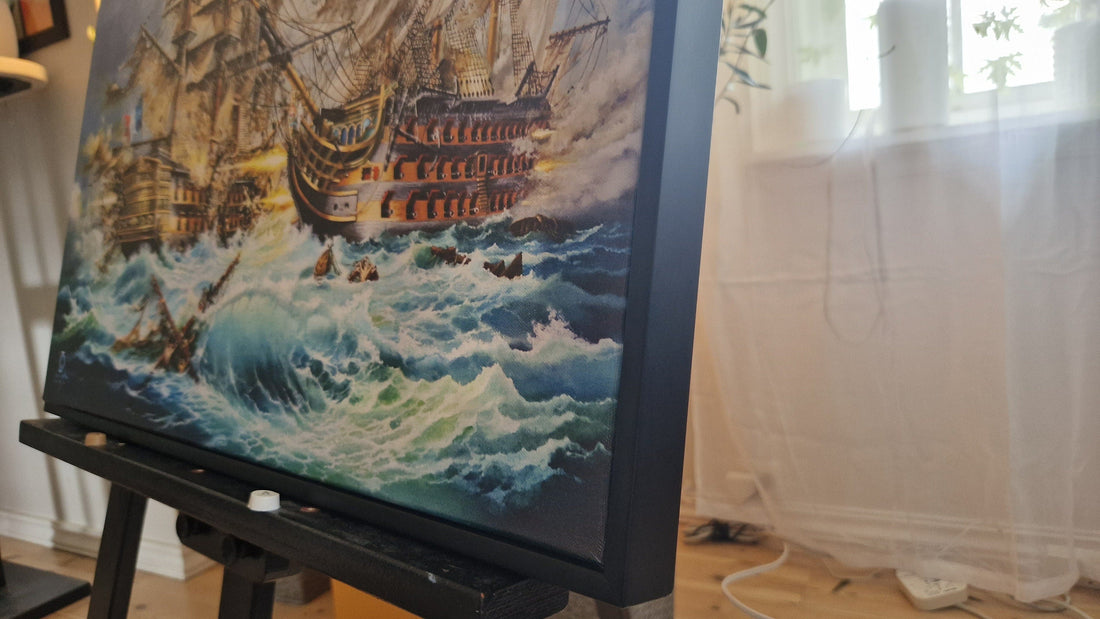 BATTLE of TRAFALGAR historical scene, HMS Victory battle ship, Tall Ship decoration, Napoleonic time, Giclee canvas of original oil painting FOSHE ART
