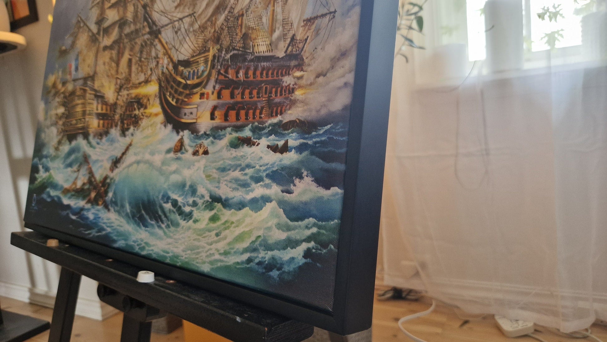 BATTLE of TRAFALGAR historical scene, HMS Victory battle ship, Tall Ship decoration, Napoleonic time, Giclee canvas of original oil painting FOSHE ART