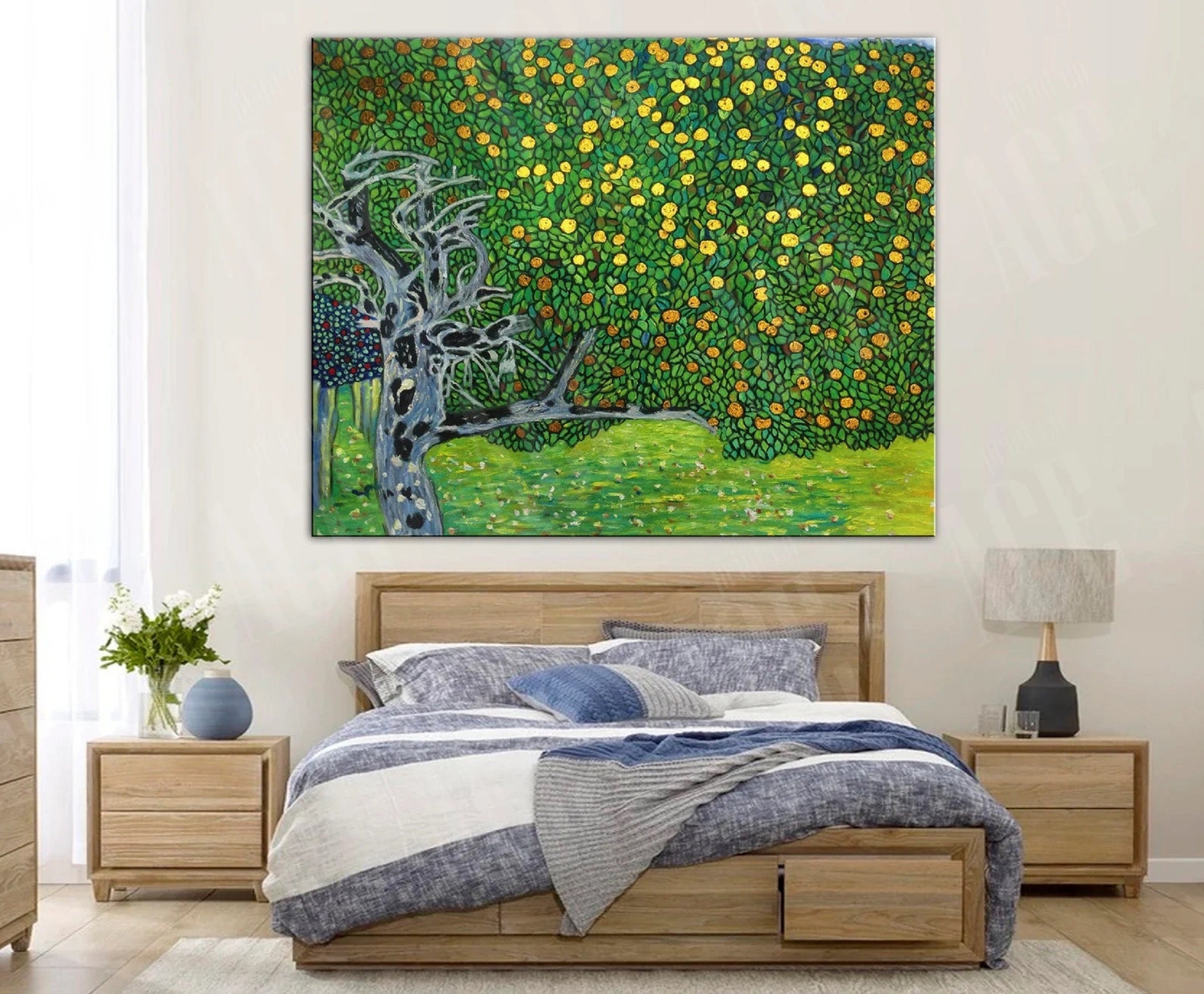 Gustav Klimt Golden Apple Tree Art Print | Hand-Finished Framed Canvas FOSHE ART