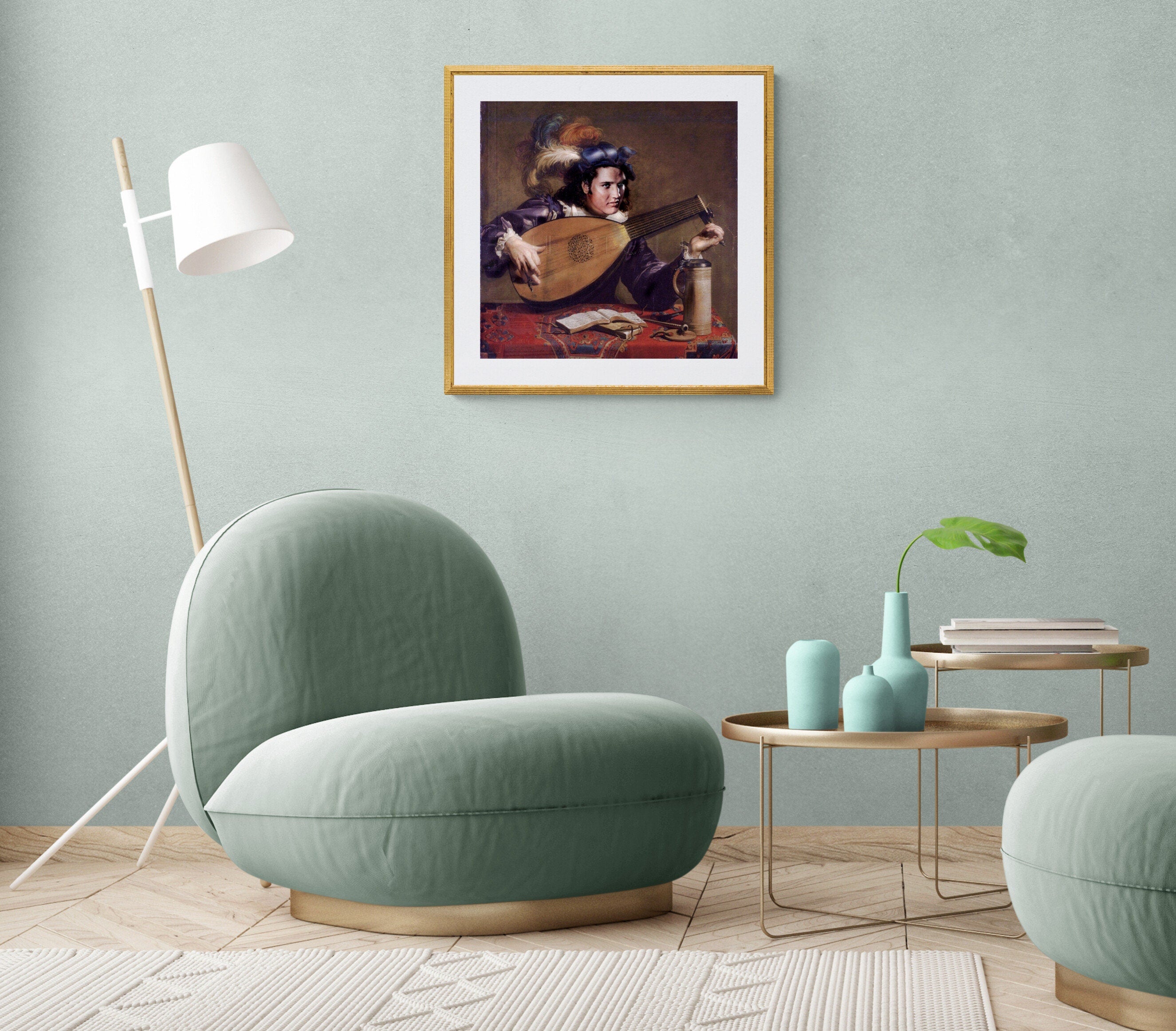 Unique Portrait of Elvis Presley , Fine Art Print, Elvis Fans, Gicleé Wall Decor, Home Deccor, Theodor Rombouts, Lute player