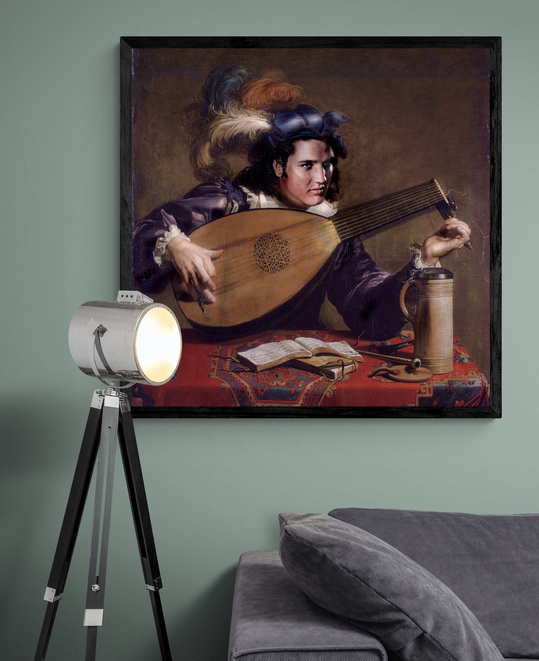 Unique Portrait of Elvis Presley , Fine Art Print, Elvis Fans, Gicleé Wall Decor, Home Deccor, Theodor Rombouts, Lute player