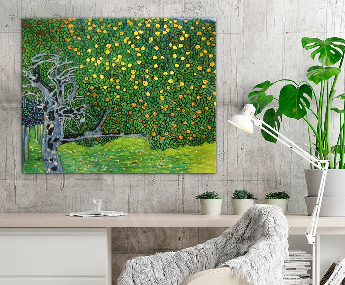 GUSTAV KLIMT - Golden Apple Tree - Giclee Wall Decor Art Print, Classical Art Reproduction, Print on canvas or paper, original large art FOSHE ART