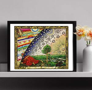 Flat earth poster: The Flammarion Engraving art paper canvas or 3D Hand Finished print , Experiencing the Mysteries of Universe Through Art! FOSHE ART