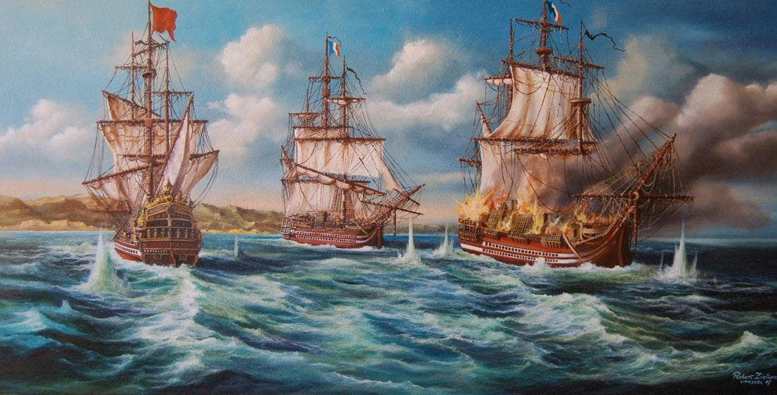 BATTLE OF SHIPS | Giclée fine art print from original oil painting | Sailing Ship Print | Seascape Print | tall ship painting, ship print FOSHE ART