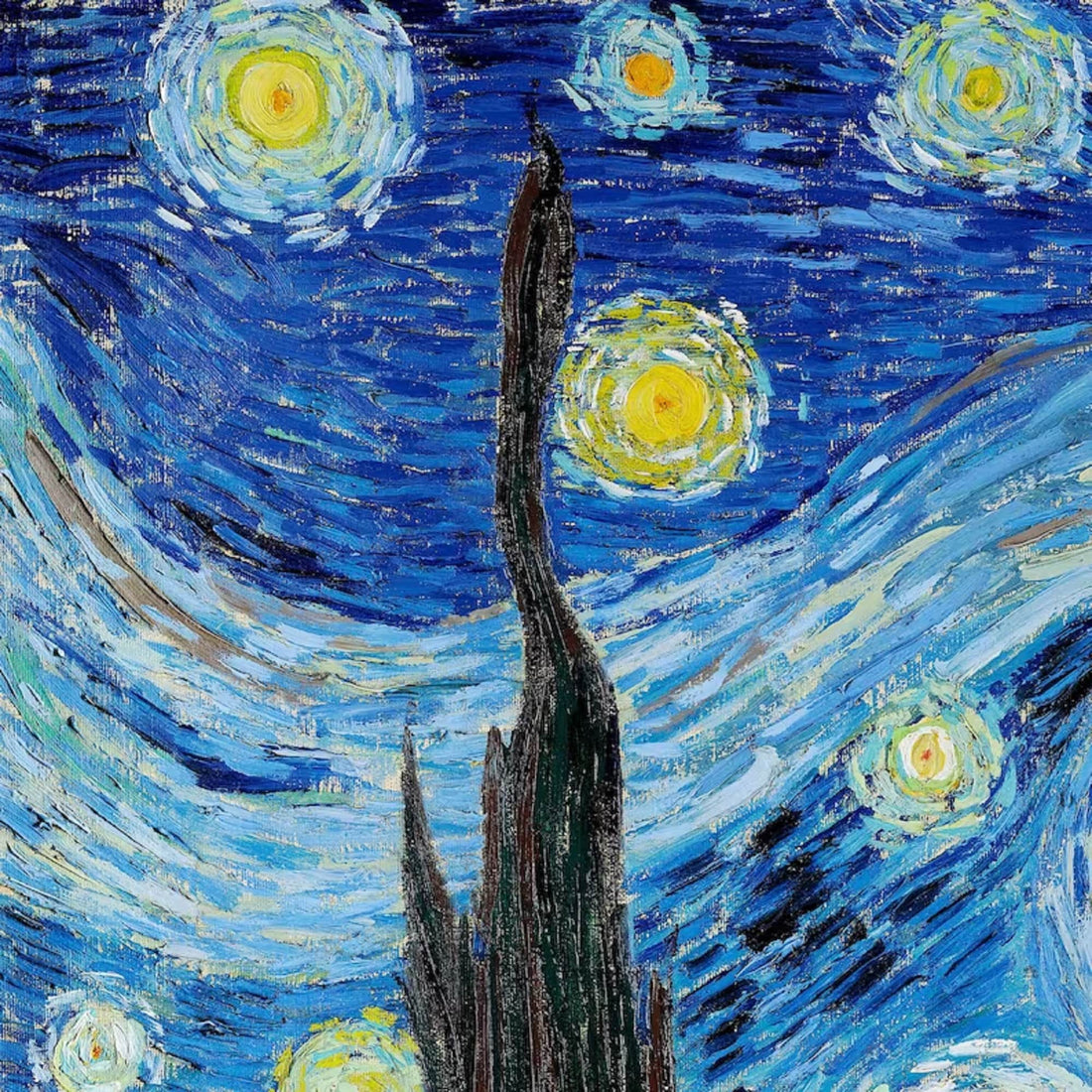 Van Gogh Starry Night Framed Canvas Giclée: Hand-Textured Fine Art Reproduction FOSHE ART