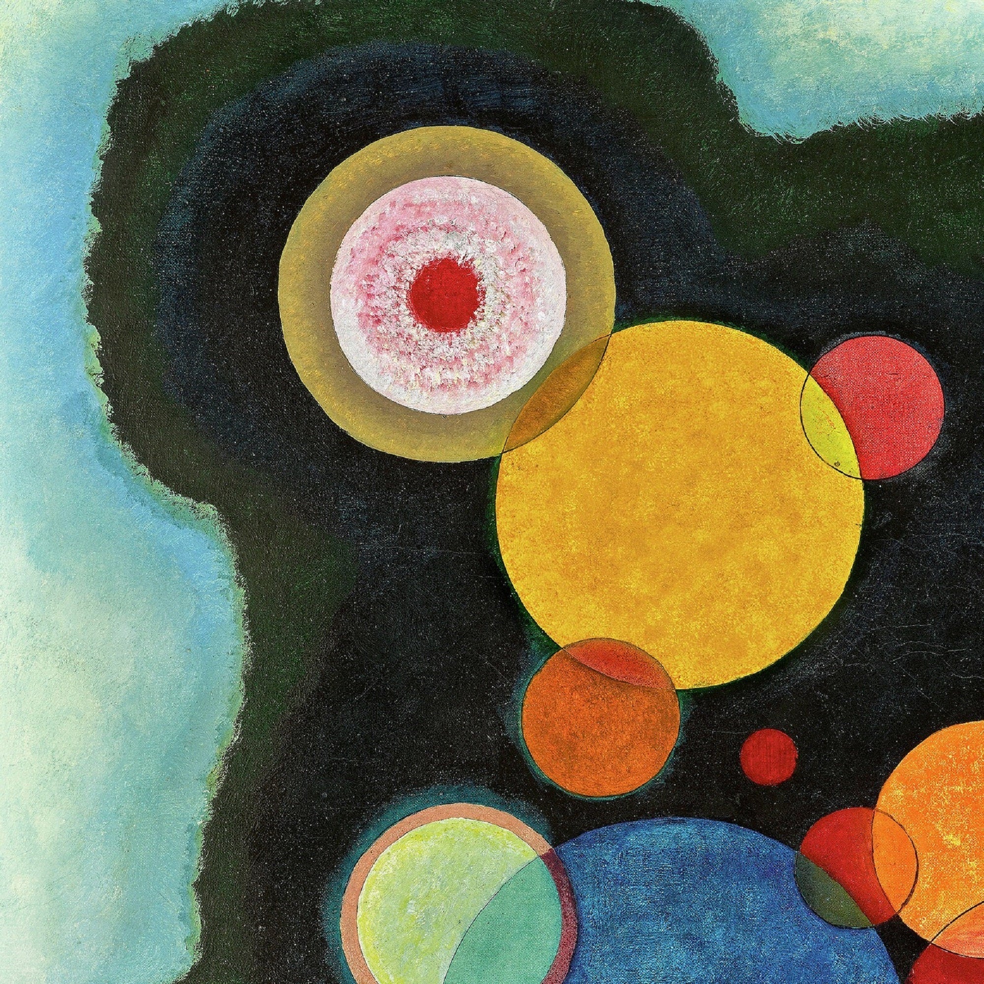 KANDINSKY Deepened Impulse Fine Art Prints with floating frame, Art Deco Style, 3D Hand Finished Giclee Canvas prints looks like original FOSHE ART