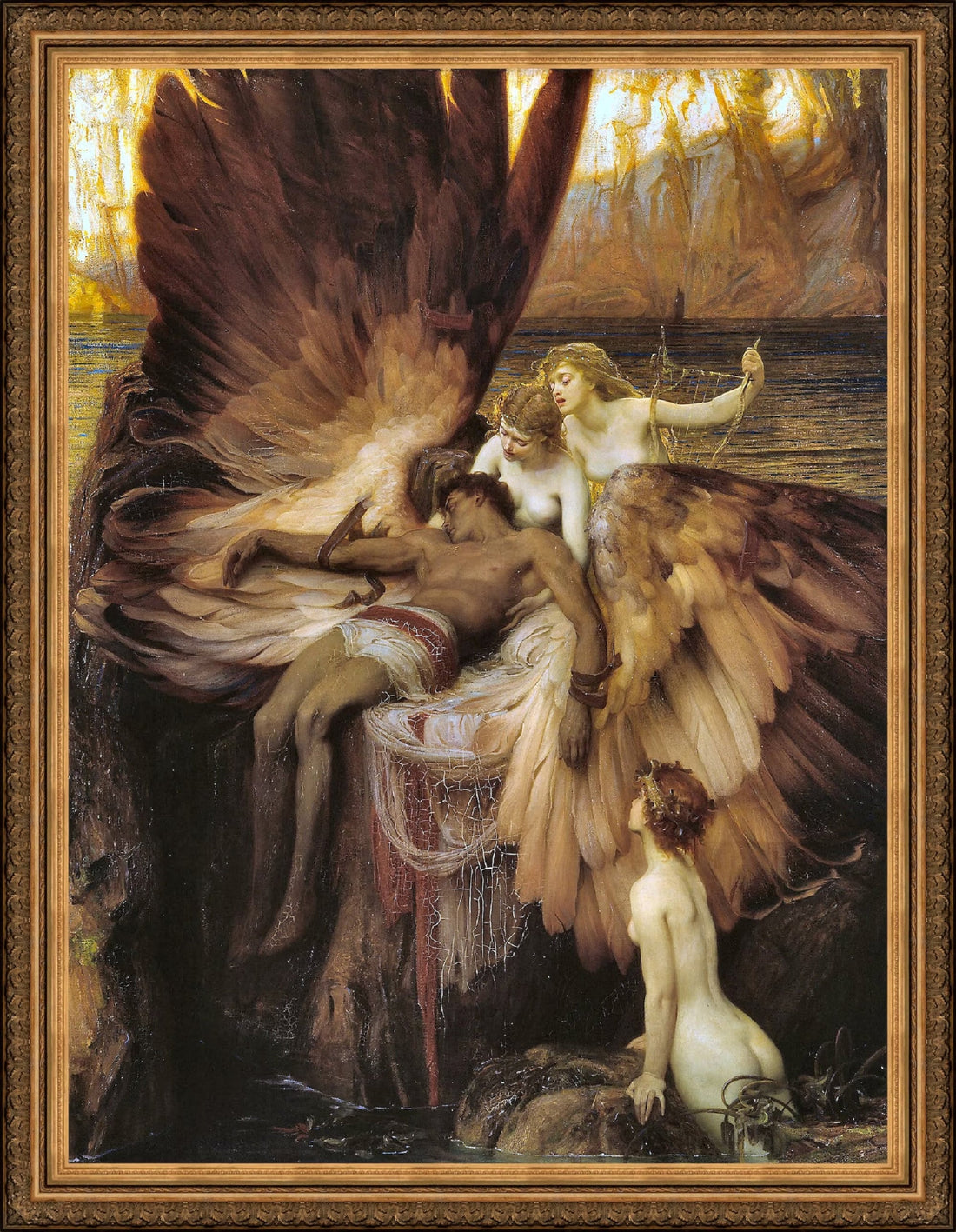 Lament for Icarus Print, Herbert Draper, Fallen Angel Art, Canvas or Paper FOSHE ART