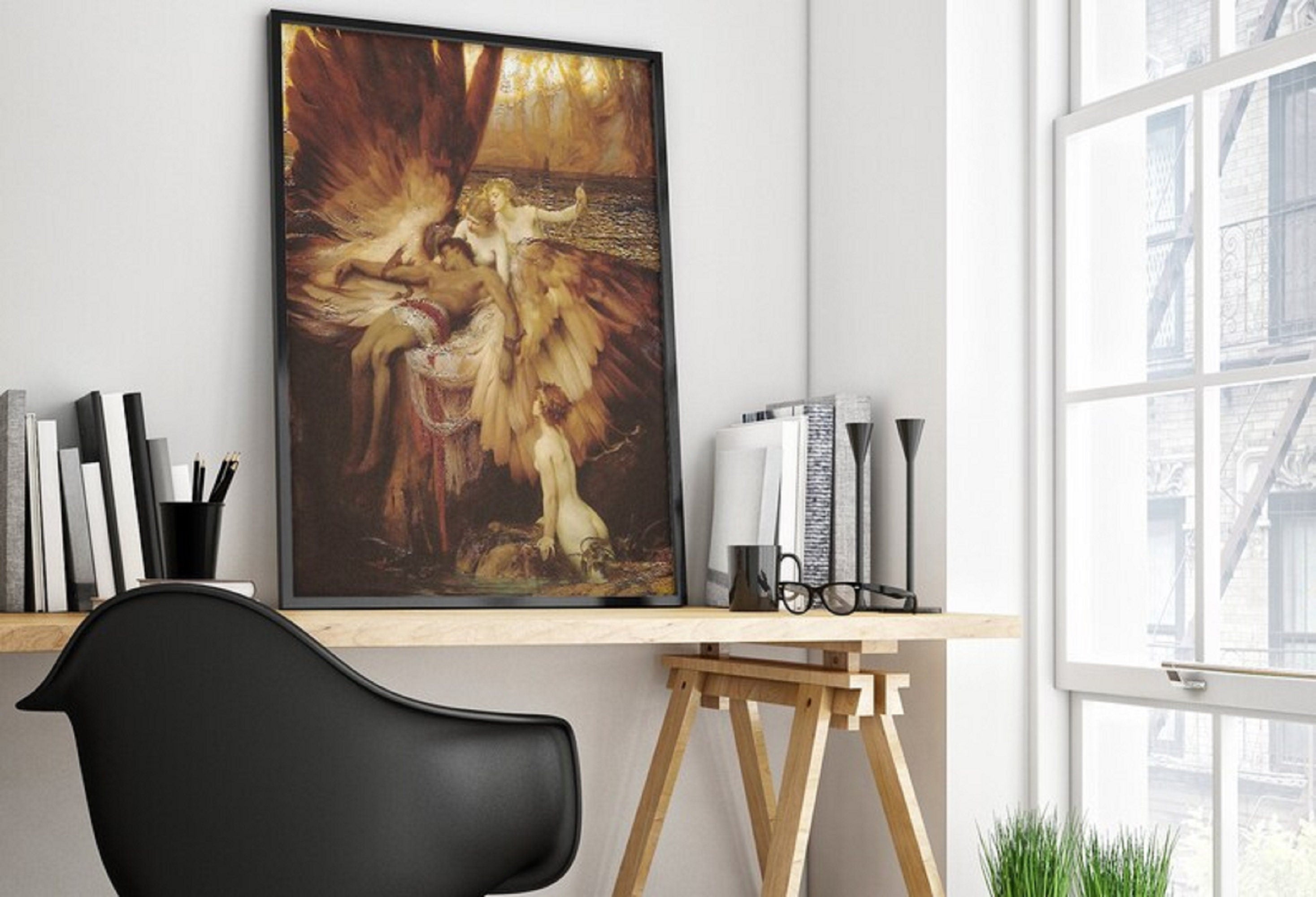 Lament for Icarus Print, Herbert Draper, Fallen Angel Art, Canvas or Paper FOSHE ART