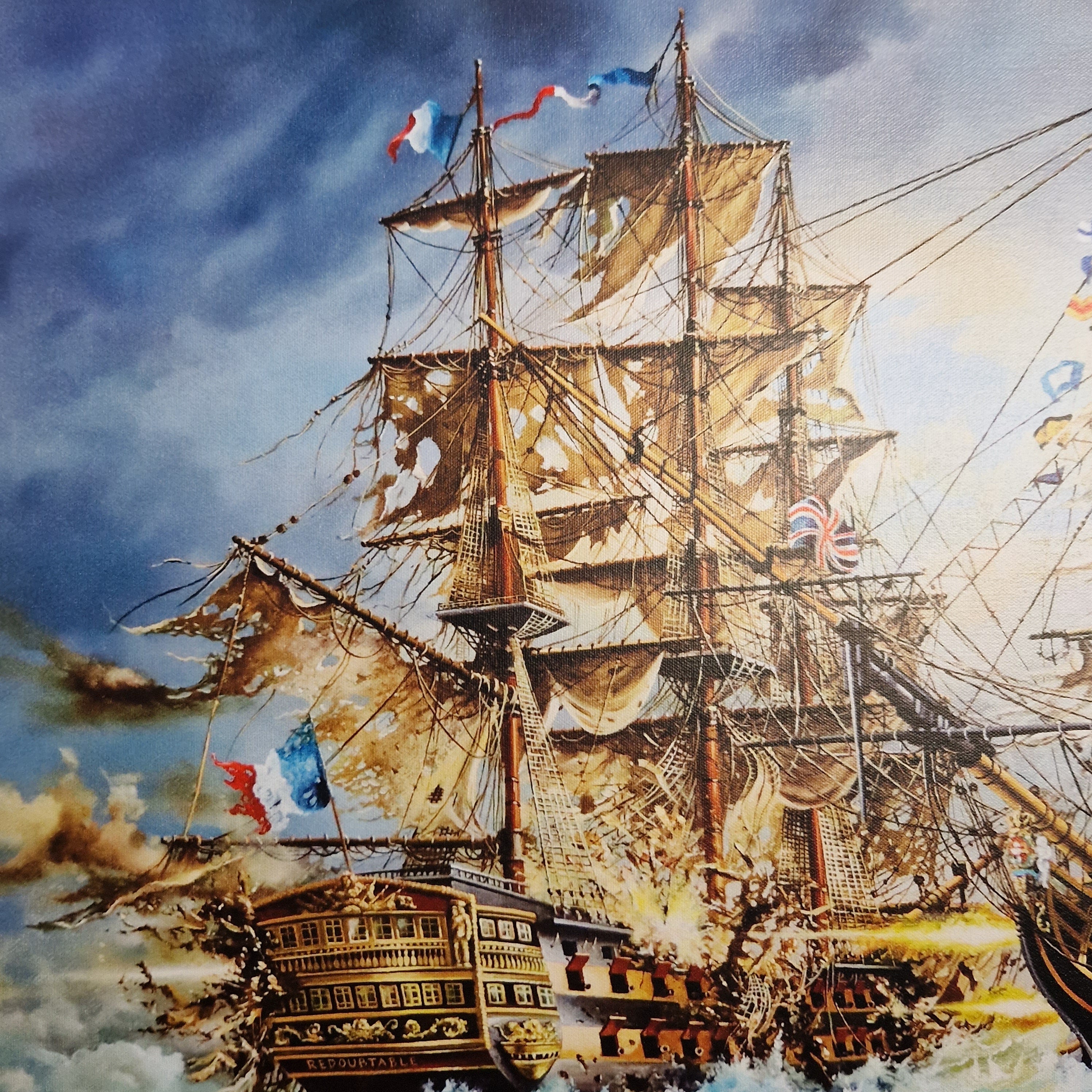 Battle of Trafalgar by Robert Zietara, Art Print, HSM Victory, Nautical Sailing Ship Poster FOSHE ART