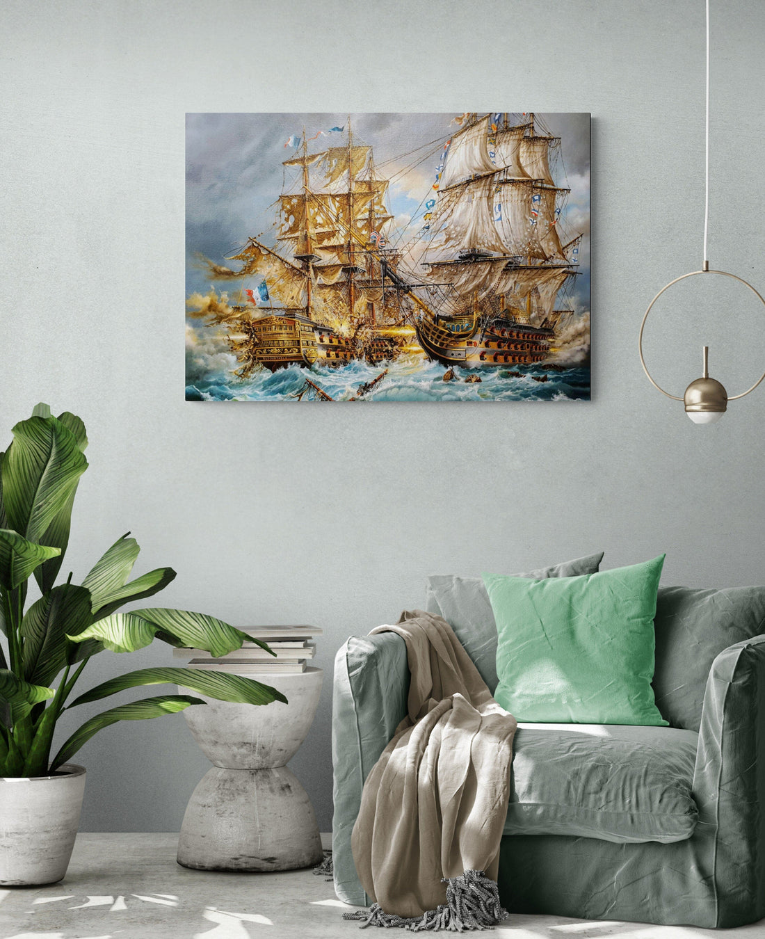 Battle of Trafalgar by Robert Zietara, Art Print, HSM Victory, Nautical Sailing Ship Poster FOSHE ART