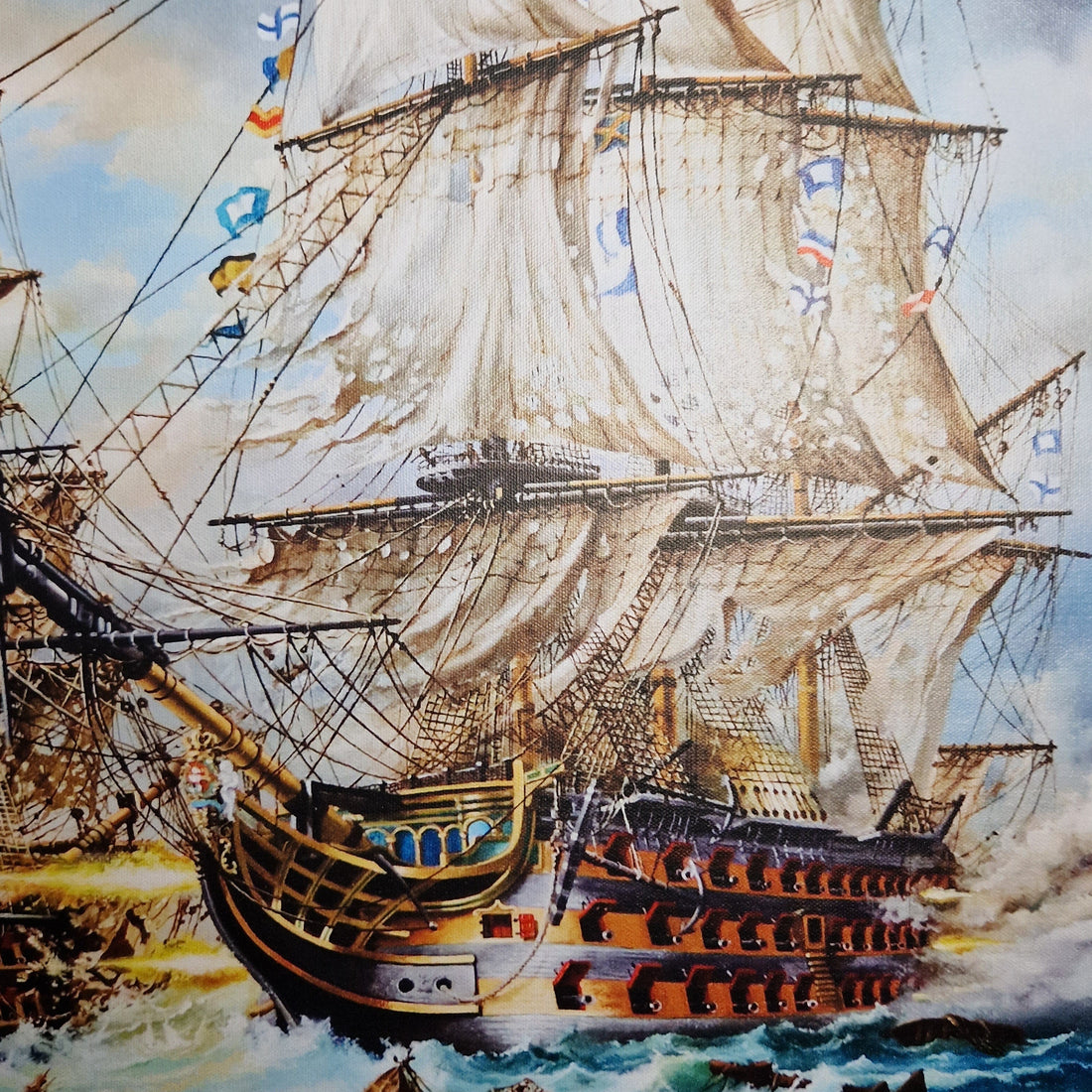 Battle of Trafalgar by Robert Zietara, Art Print, HSM Victory, Nautical Sailing Ship Poster FOSHE ART