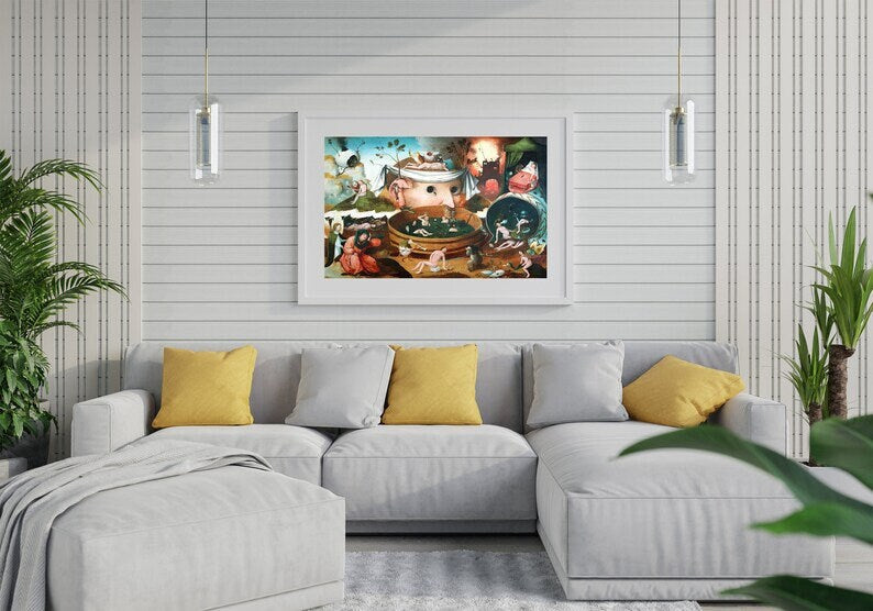 Hieronymus Bosch Tondals Vision, fine art reproduction print, Art decor, Heavyweight paper / real art canvas, 3D Hand Finished Premium Print, Poster Art,  Surreal Art, Canvas Wall Art, New House Gift, House warming painting, gift for her
