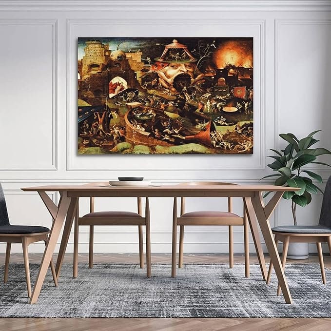 Christ in Limbo, 1575, Hieronymus Bosch poster, fine art reproduction print, Art decor, Heavyweight paper / real art canvas, 3D Hand Finished Premium Print, Poster Art, Canvas Wall Art, Classic surreal Wall Art, Renaissance gothic art painting