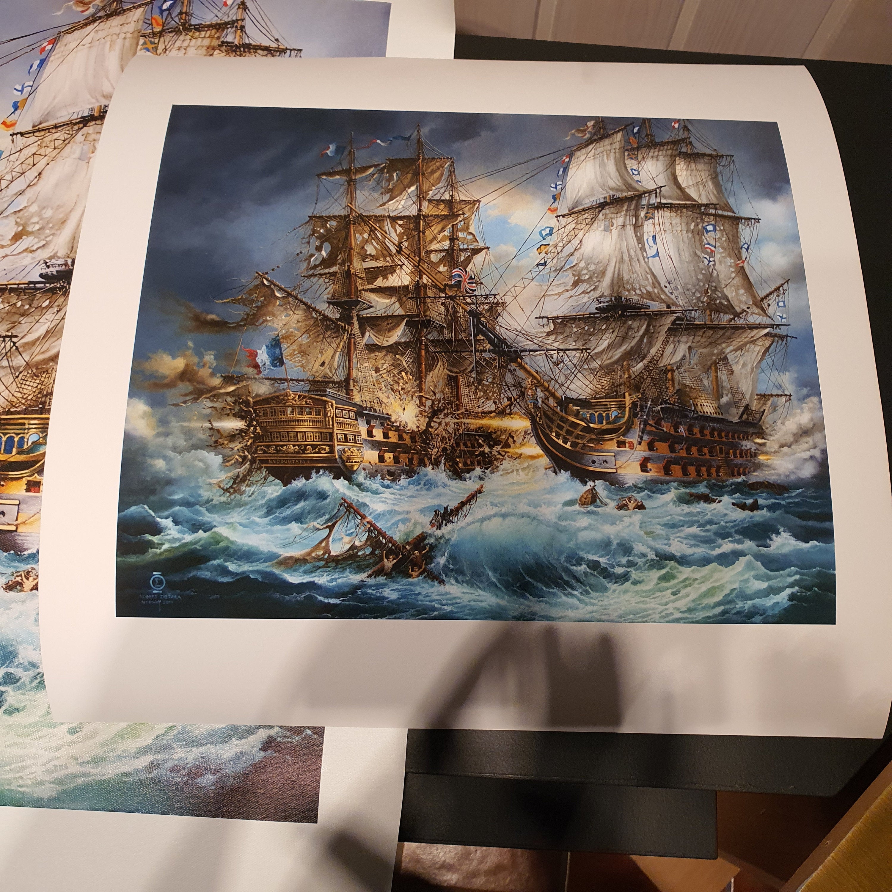 BATTLE of TRAFALGAR art print from original painting  by Robert Zietara, HSM Victory, ship poster, Nautical print, Sailing Ship illustration FOSHE ART