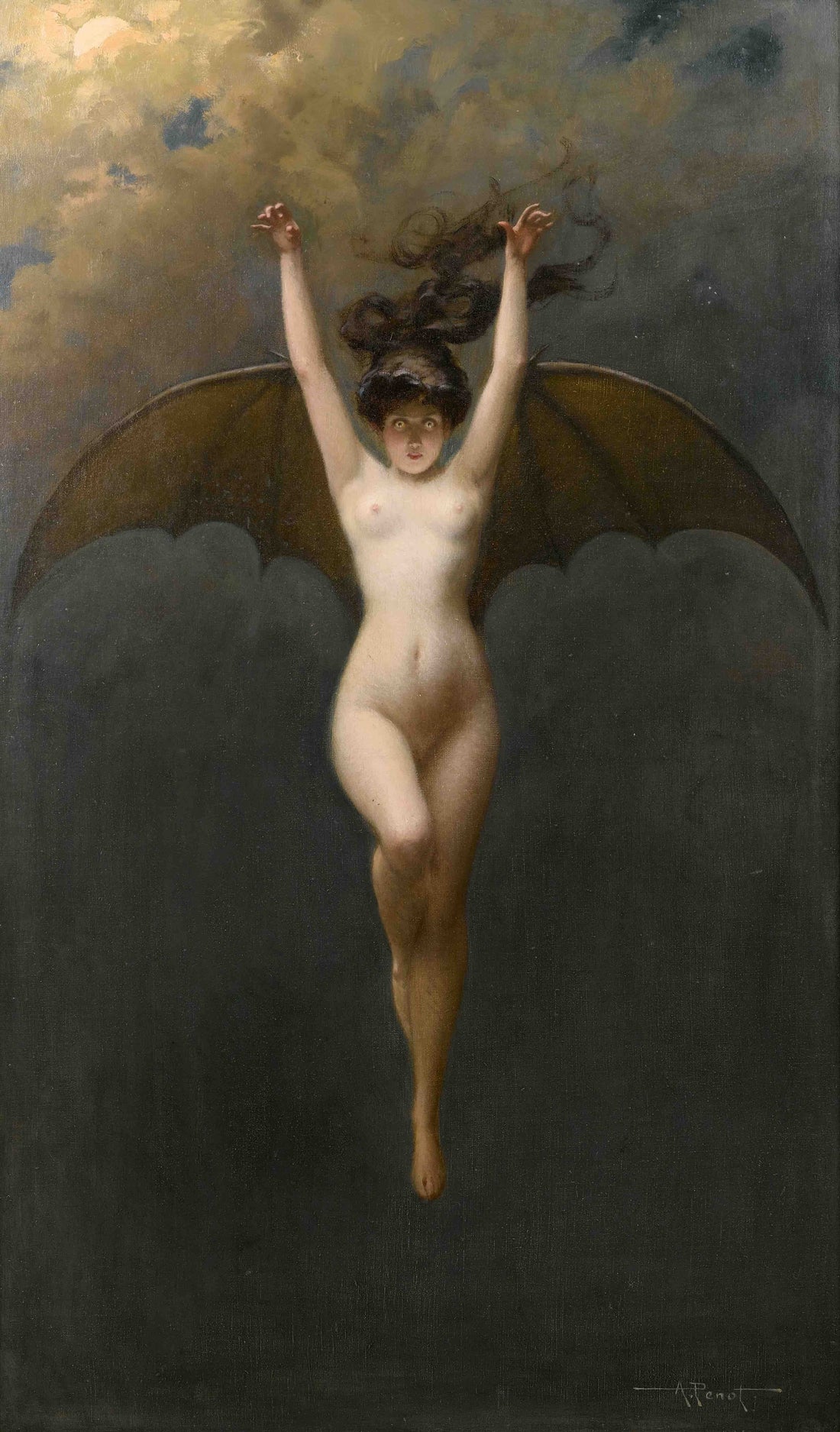 Albert Joseph Pénot, The Bat-Woman Art Prints, Gothic Home Decor, Giclee Paper / Canvas Prints, Poster or 3D Hand Finished Premium Print, , Art decor, Heavyweight paper / real art canvas, 3D Hand Finished Premium Print, Poster Art, Canvas Wall Art