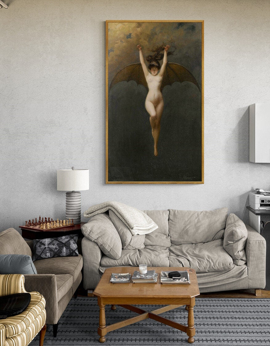 Albert Joseph Pénot, The Bat-Woman Art Prints, Gothic Home Decor, Giclee Paper / Canvas Prints, Poster or 3D Hand Finished Premium Print, , Art decor, Heavyweight paper / real art canvas, 3D Hand Finished Premium Print, Poster Art, Canvas Wall Art