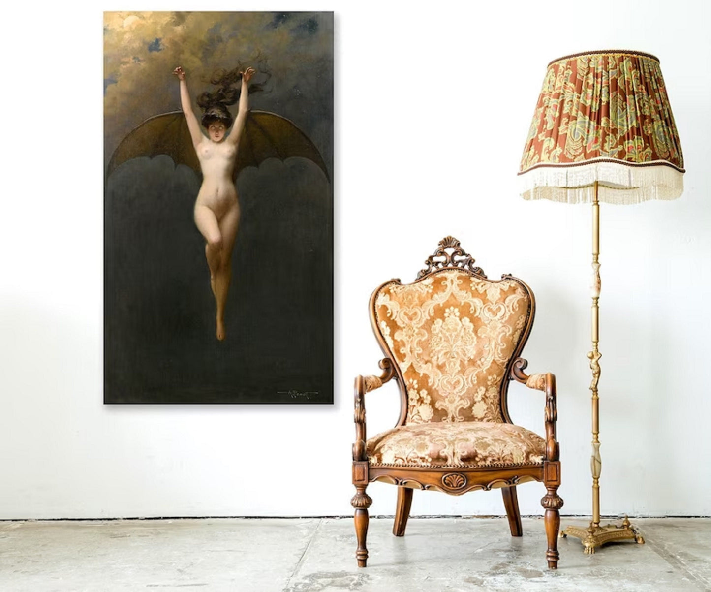 Albert Joseph Pénot, The Bat-Woman Art Prints, Gothic Home Decor, Giclee Paper / Canvas Prints, Poster or 3D Hand Finished Premium Print, , Art decor, Heavyweight paper / real art canvas, 3D Hand Finished Premium Print, Poster Art, Canvas Wall Art