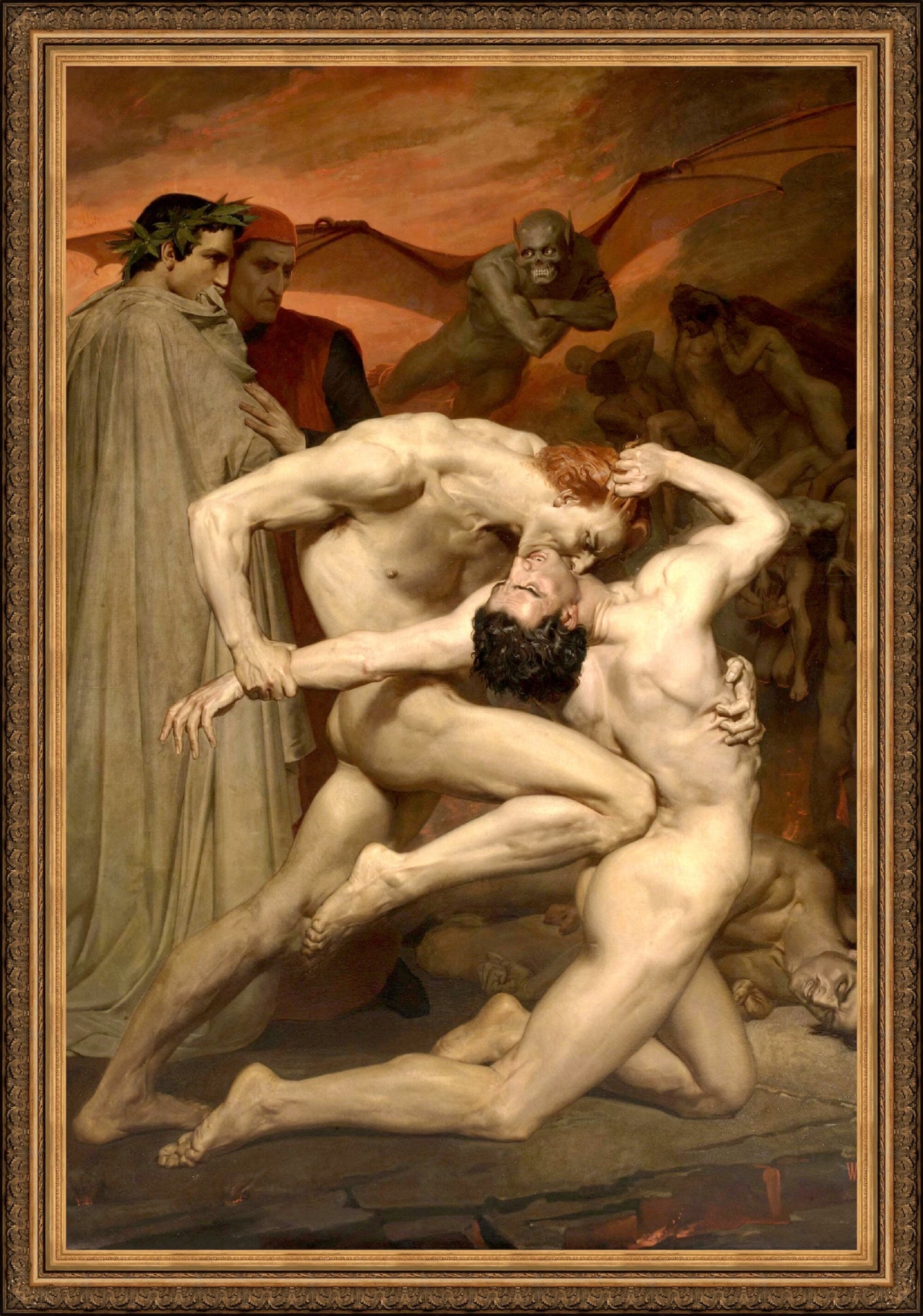 W. Bouguereau, Dante & Virgil in Hell,  Fine art print, Giclee Paper / Canvas Prints, Poster or 3D Hand Finished Premium Print FOSHE ART