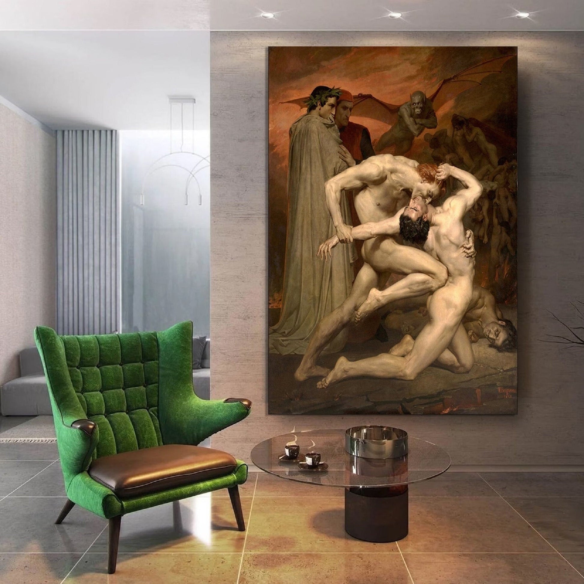 W. Bouguereau, Dante & Virgil in Hell,  Fine art print, Giclee Paper / Canvas Prints, Poster or 3D Hand Finished Premium Print FOSHE ART