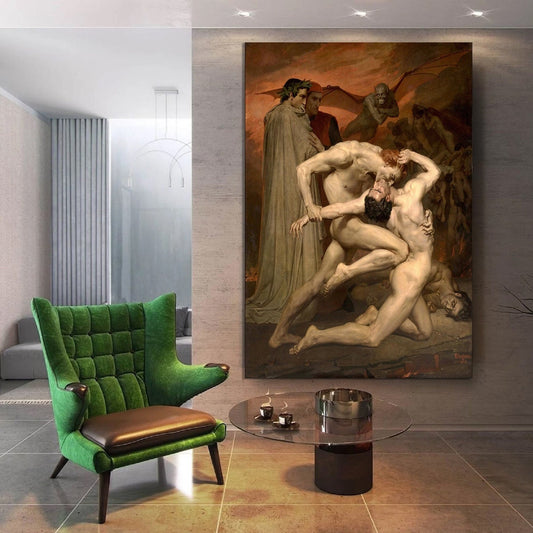 W. Bouguereau, Dante & Virgil in Hell,  Fine art print, Giclee Paper / Canvas Prints, Poster or 3D Hand Finished Premium Print FOSHE ART