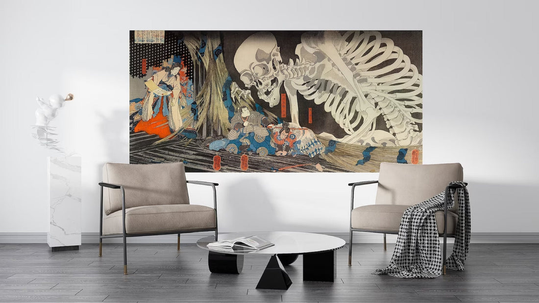 Utagawa Kuniyoshi, Witch Takiyoshi and Skeleton Ghost, Japanese vintage style gift, Canvas Prints, Poster, 3D Hand Finished Premium Print