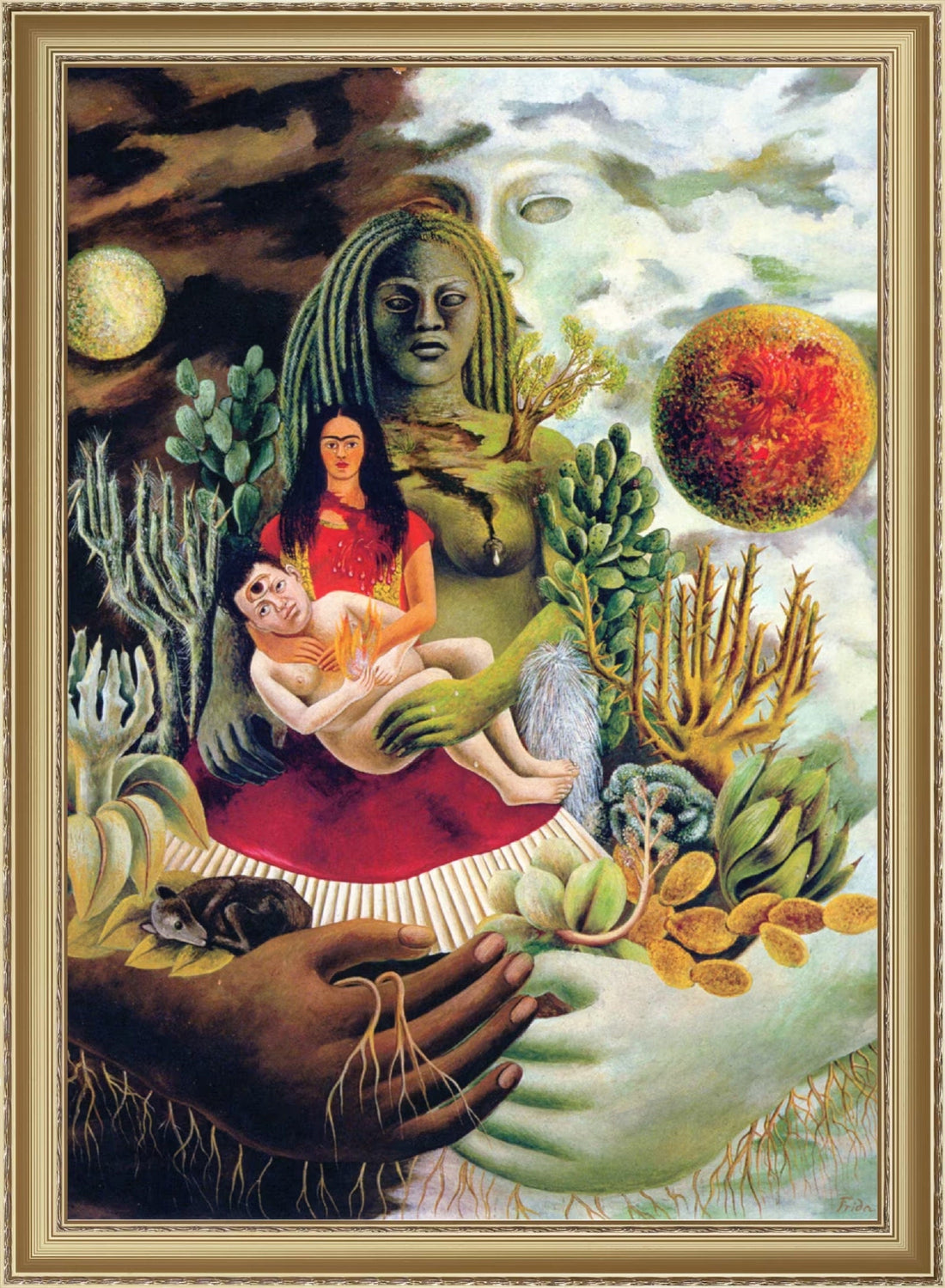 Frida Kahlo 'Love Embrace' Giclee Print: Naive Art Poster FOSHE ART