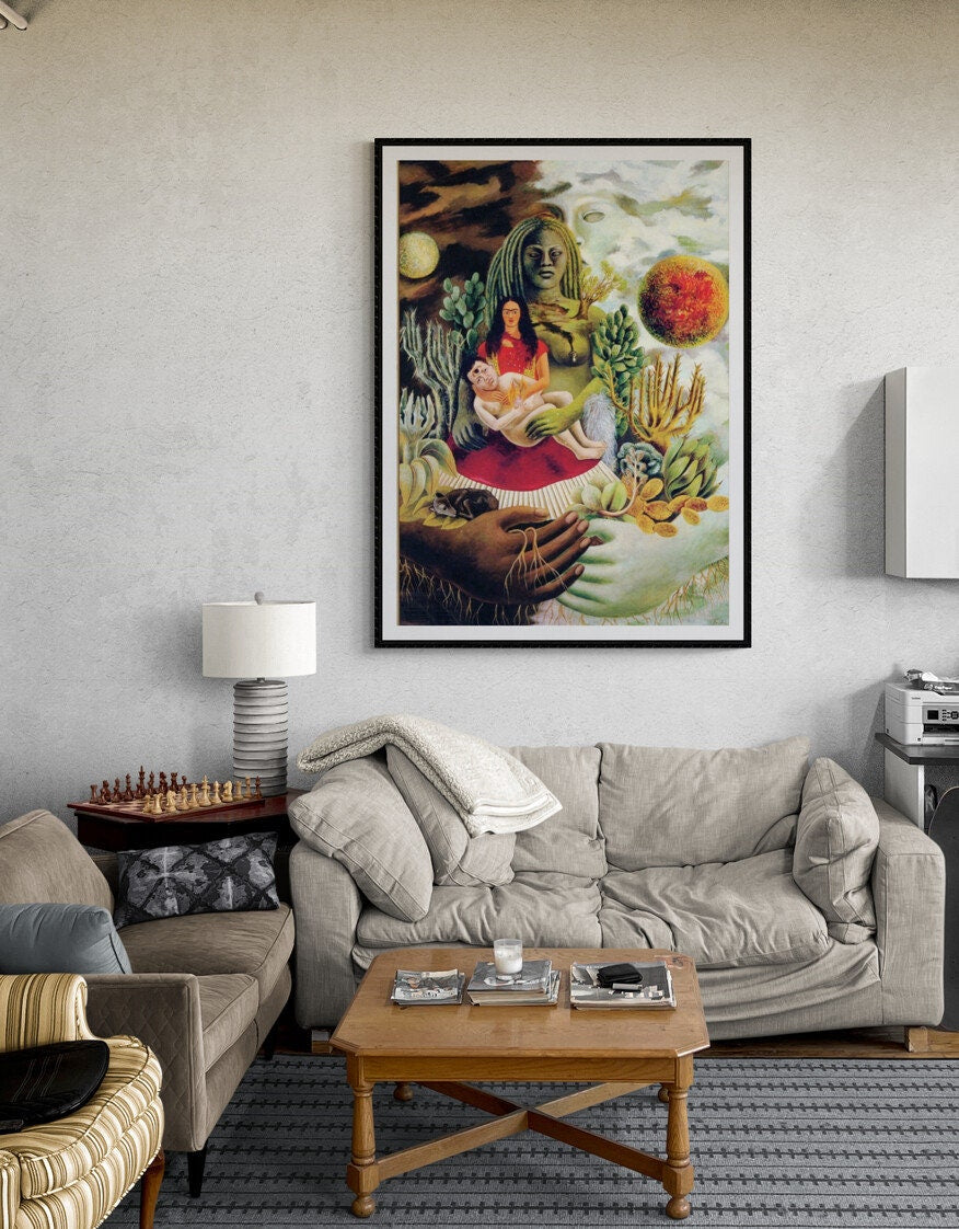Frida Kahlo 'Love Embrace' Giclee Print: Naive Art Poster FOSHE ART