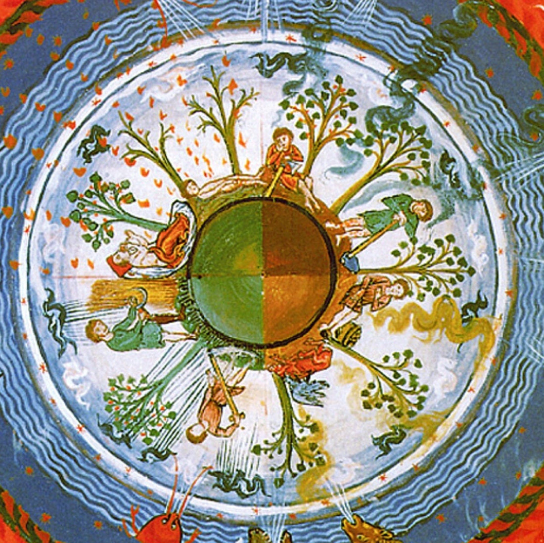 Hildegard von Bingen Art Print: Cosmic Tree of Life, Framed Canvas FOSHE ART