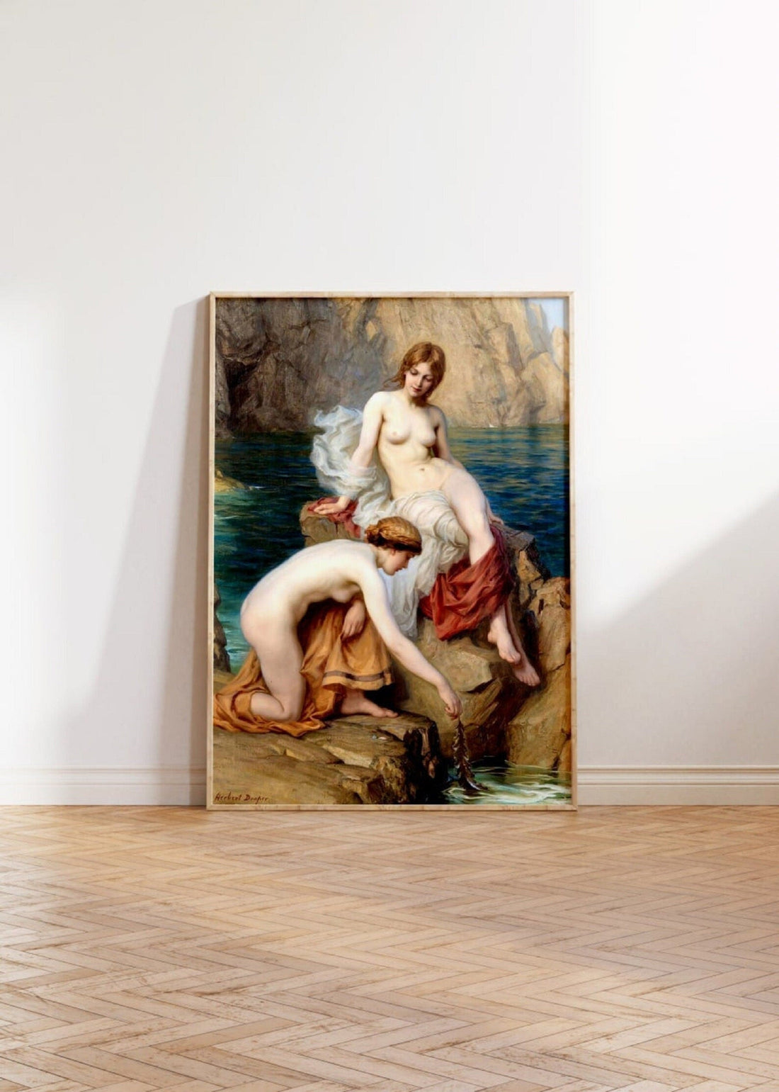 Summer Seas, Herbert James Draper, FineArt Reproduction Heavyweight real Canvas, 3D hand finish print with brush strokes, look like original FOSHE ART